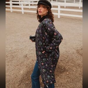 Ivy City Harlowe Quilted Black Floral Jacket NWT XL